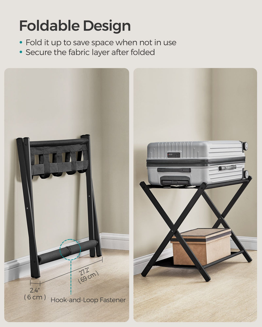 Set of 2 Luggage Racks Black