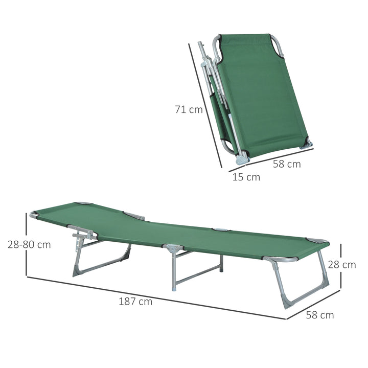 Outsunny Portable Adjustable Lounger,Oxford Cloth-Green