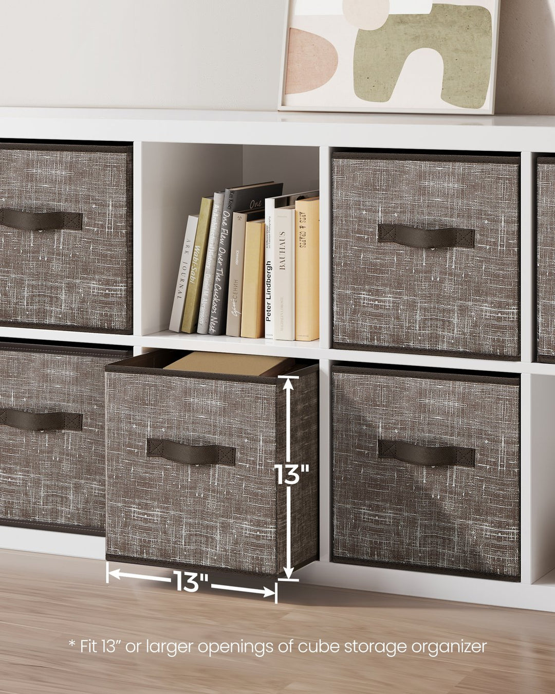 Non-Woven Fabric Storage Cubes with Double Handles Large - Walnut Brown