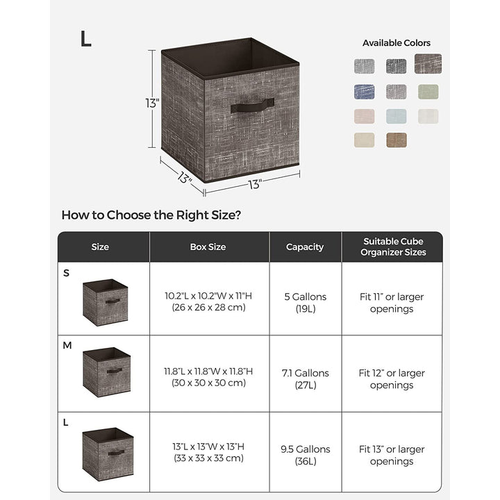Non-Woven Fabric Storage Cubes with Double Handles Large - Walnut Brown