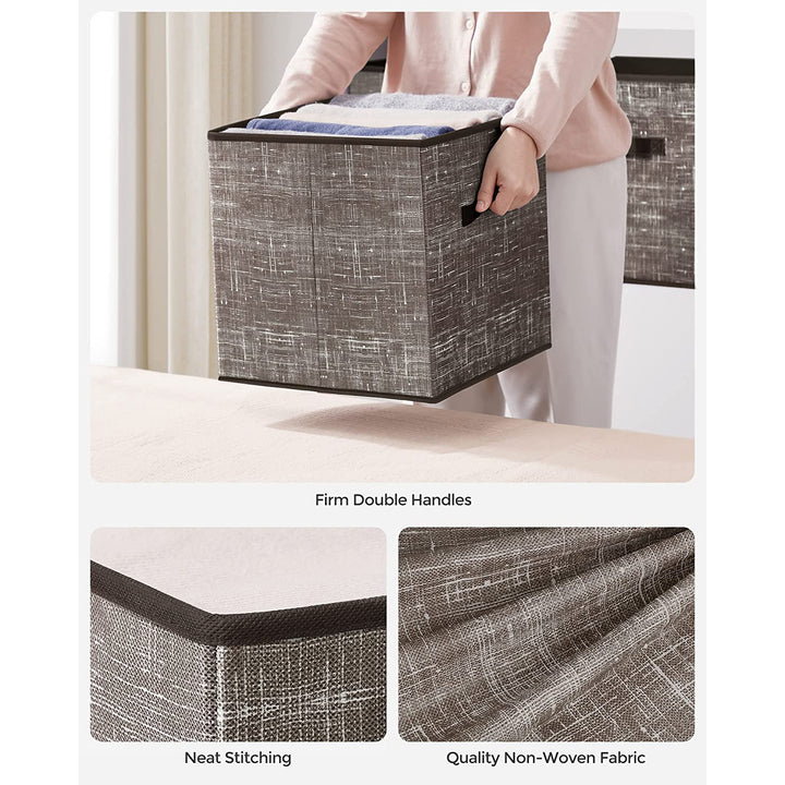 Non-Woven Fabric Storage Cubes with Double Handles Large - Walnut Brown