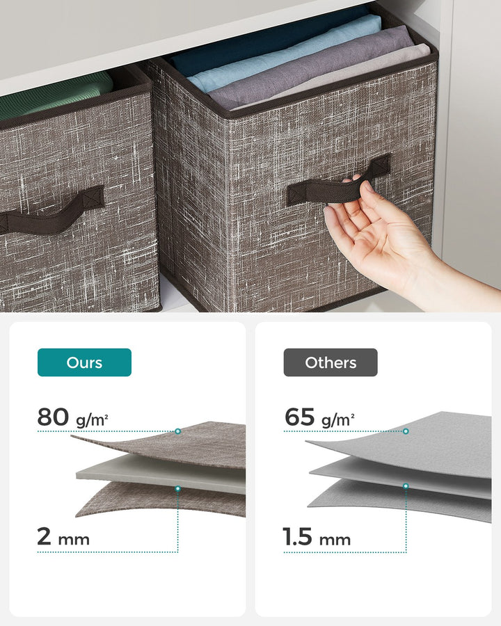 Non-Woven Fabric Storage Cubes with Double Handles Large - Walnut Brown