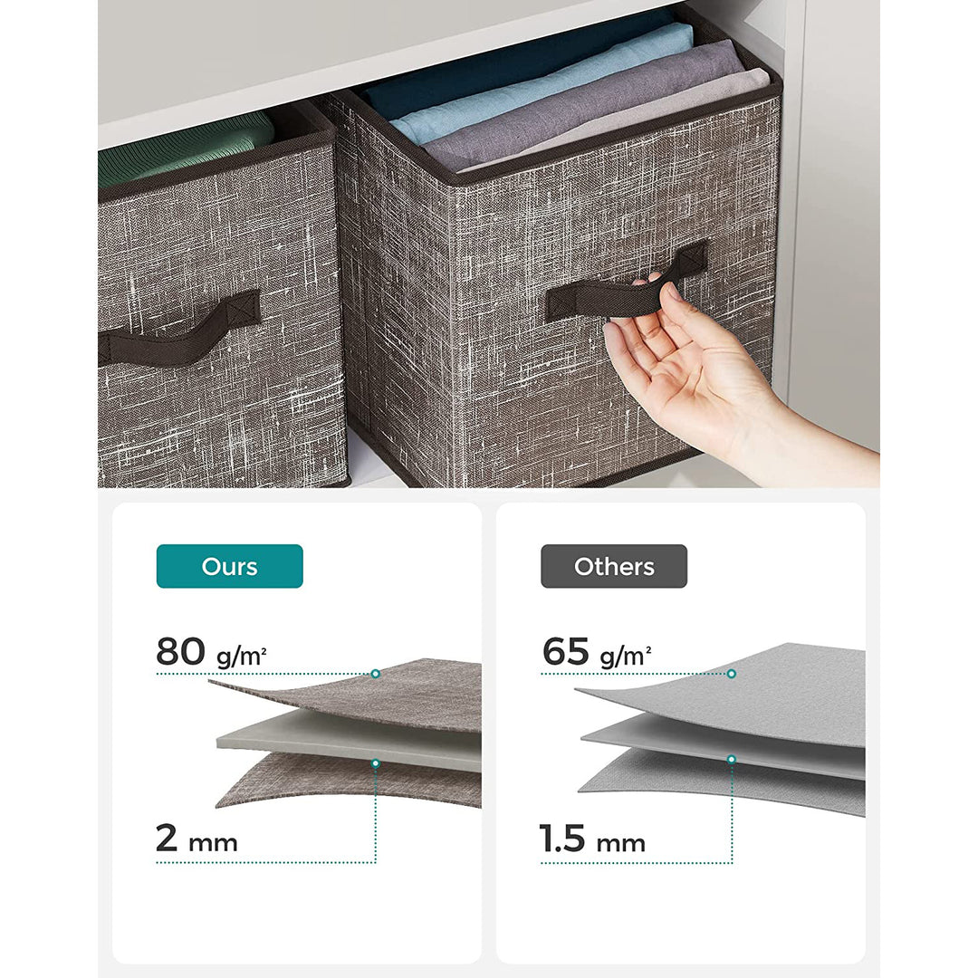 Non-Woven Fabric Storage Cubes with Double Handles Large - Walnut Brown