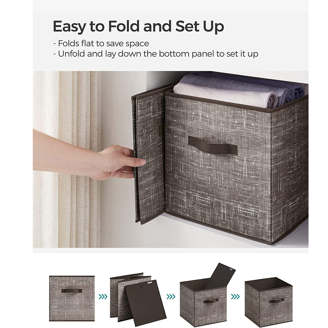 Non-Woven Fabric Storage Cubes with Double Handles Large - Walnut Brown