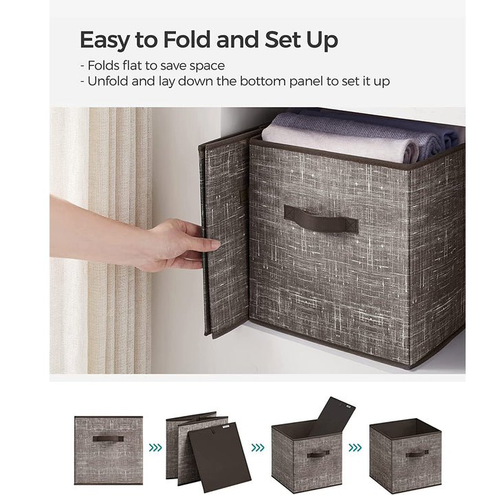 Non-Woven Fabric Storage Cubes with Double Handles Large - Walnut Brown