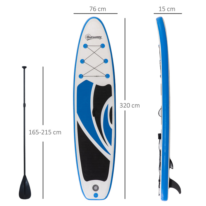 Inflatable 10'6" x 30" x 6" Paddle Stand Up Board, Adjustable Aluminium Paddle Non-Slip Deck Board with ISUP Accessories, 320L x 76W x 15H cm