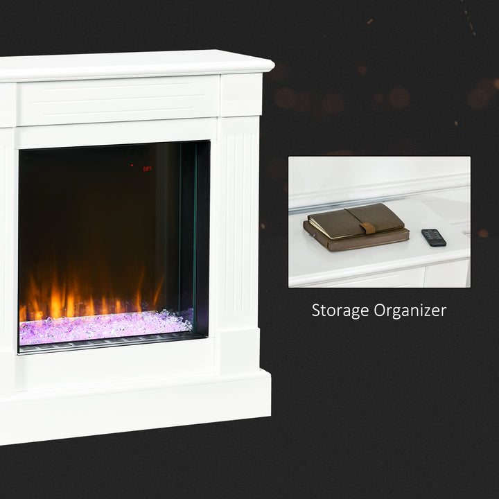 Electric Fireplace w/ Remote Control, Timer- White