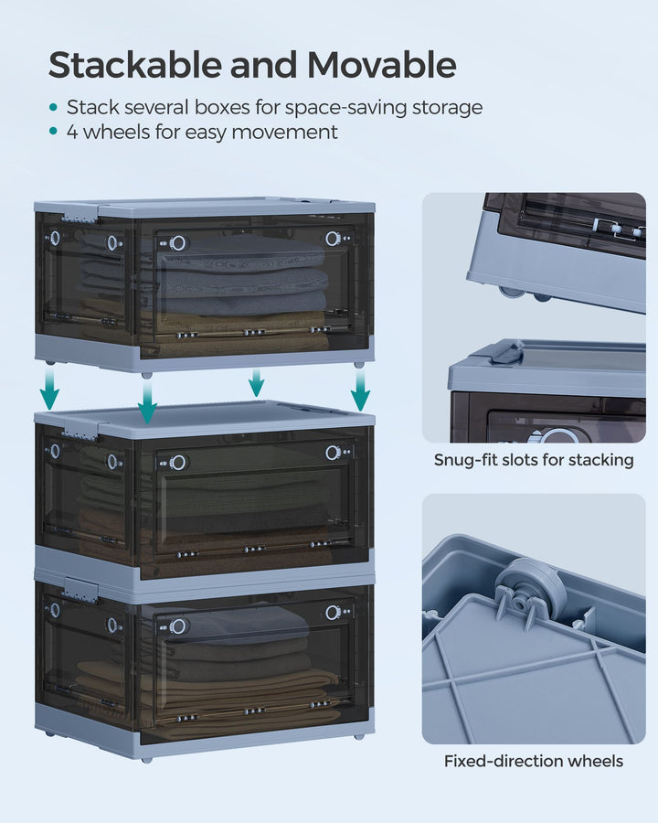 Pack of 1 Storage Bins 68L Blue and Gray