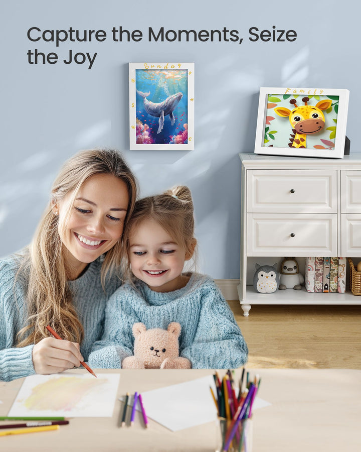Kids Artwork Frame Changeable, A4, 8.5x11 Art Picture Frame Display for Room Décor - Matte White