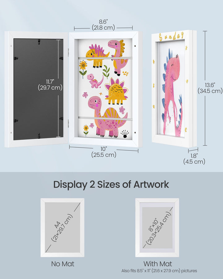 Kids Artwork Frame Changeable, A4, 8.5x11 Art Picture Frame Display for Room Décor - Matte White