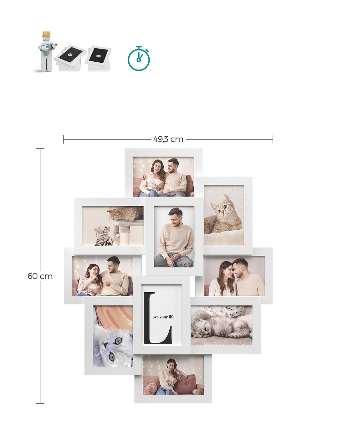 Photo Frame Collage, Wall-Mounted-White