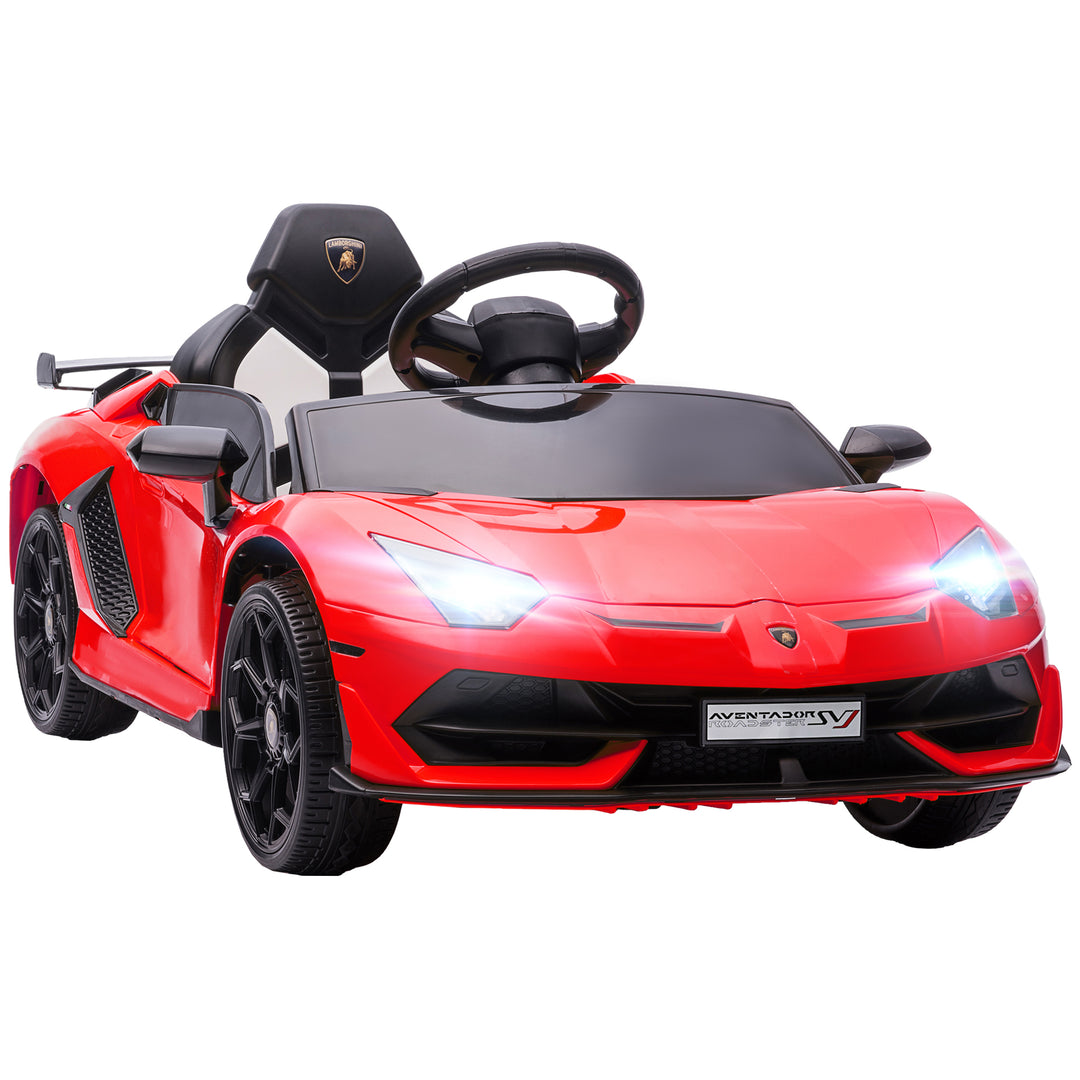 Lamborghini Licensed 12V Kids Electric Car w/ Butterfly Doors, Easy Transport Remote, Music, Horn, Suspension - Red