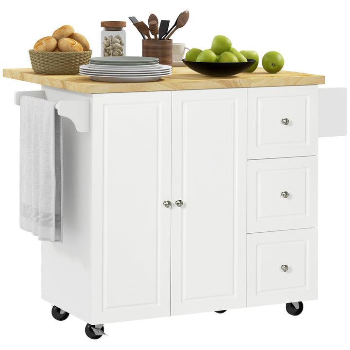 Drop-Leaf Kitchen Island on Wheels Utility Storage Cart with Drawers & Cabinet for Kitchen, Dining & Living Room