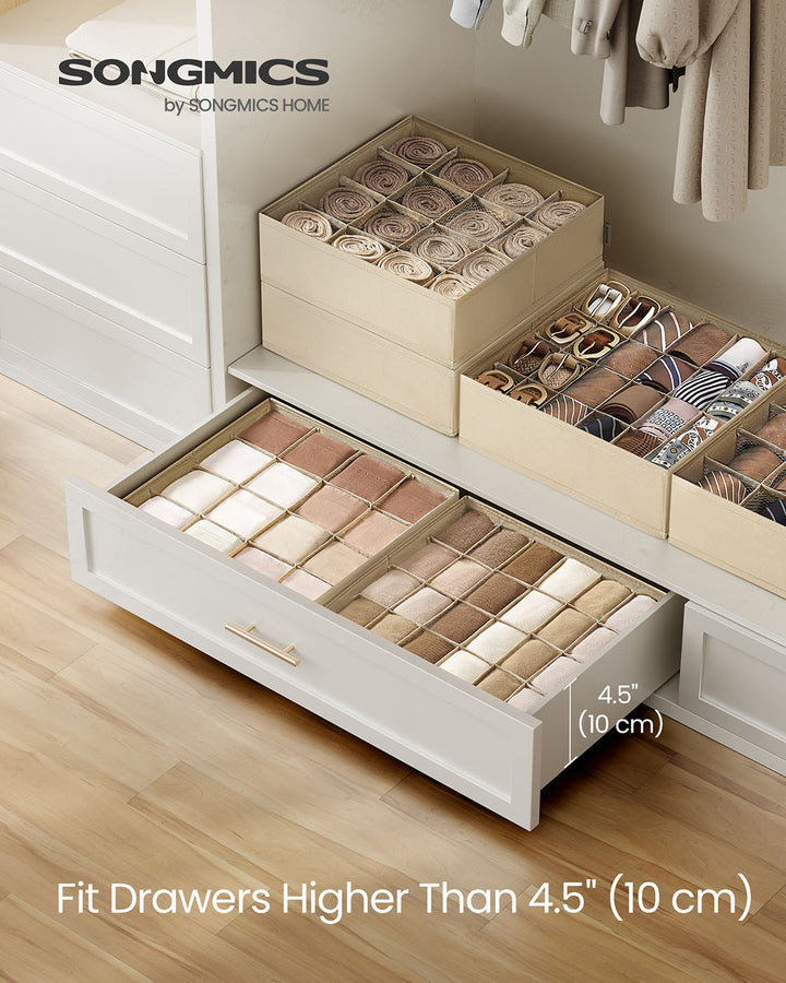 Set of 4 Closet Organizers for Underwear - Sand Beige