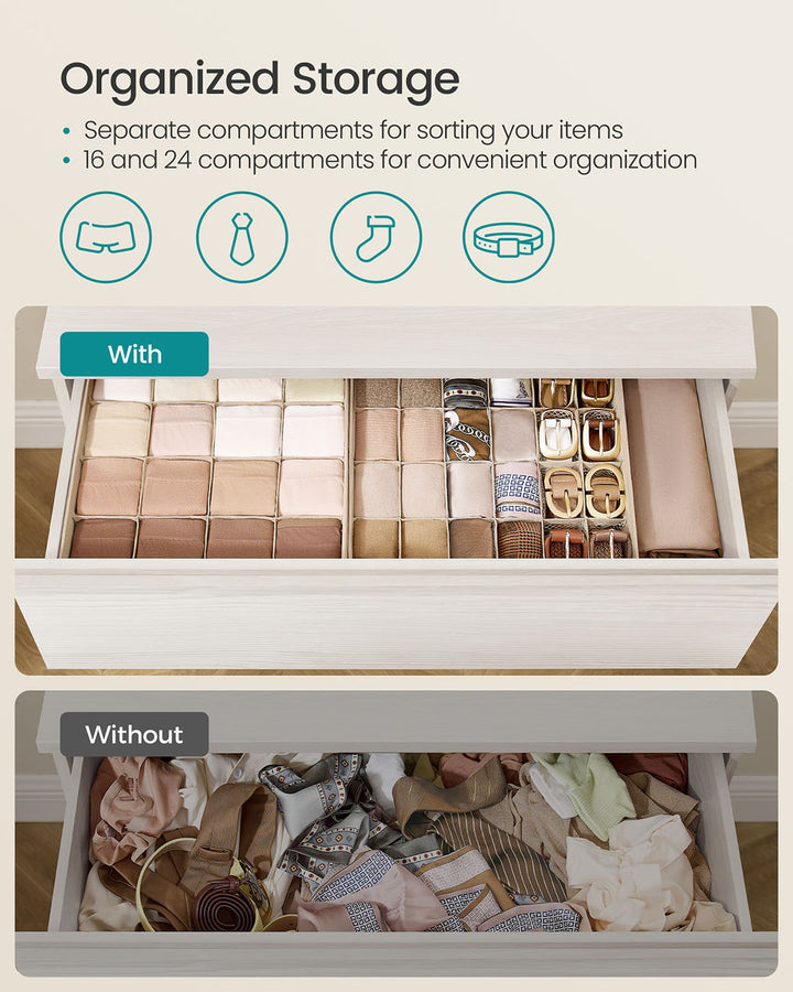 Set of 4 Closet Organizers for Underwear - Sand Beige