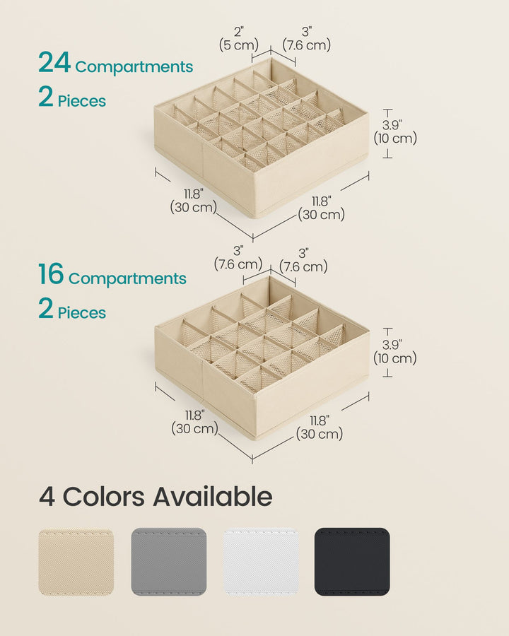 Set of 4 Closet Organizers for Underwear - Sand Beige