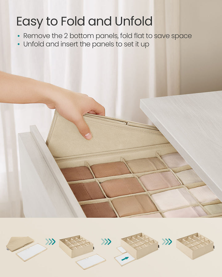 Set of 4 Closet Organizers for Underwear - Sand Beige