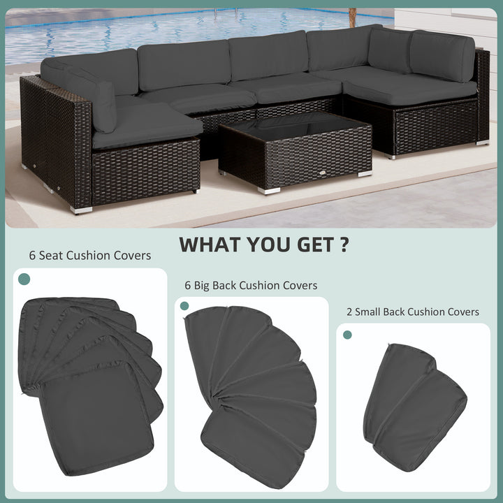 Garden Rattan Sofa Cushion Polyester Cover, No Cushion Included - Dark Grey