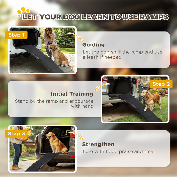 Folding Dog Ramp for Car for Extra Large Dogs, Portable Pet Ramp with Non-slip Surface, Aluminium Alloy Frame