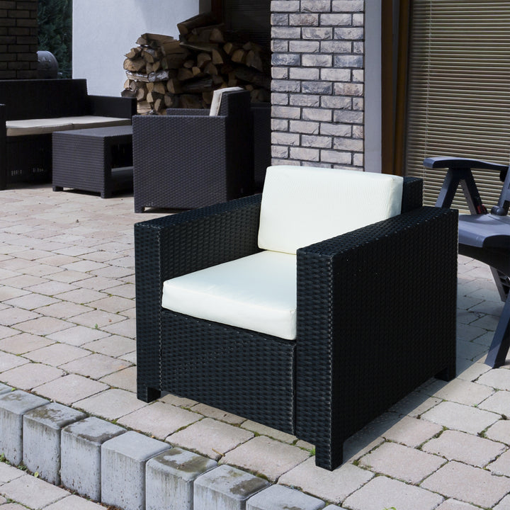 Rattan Garden All-Weather Wicker Single Sofa - Black