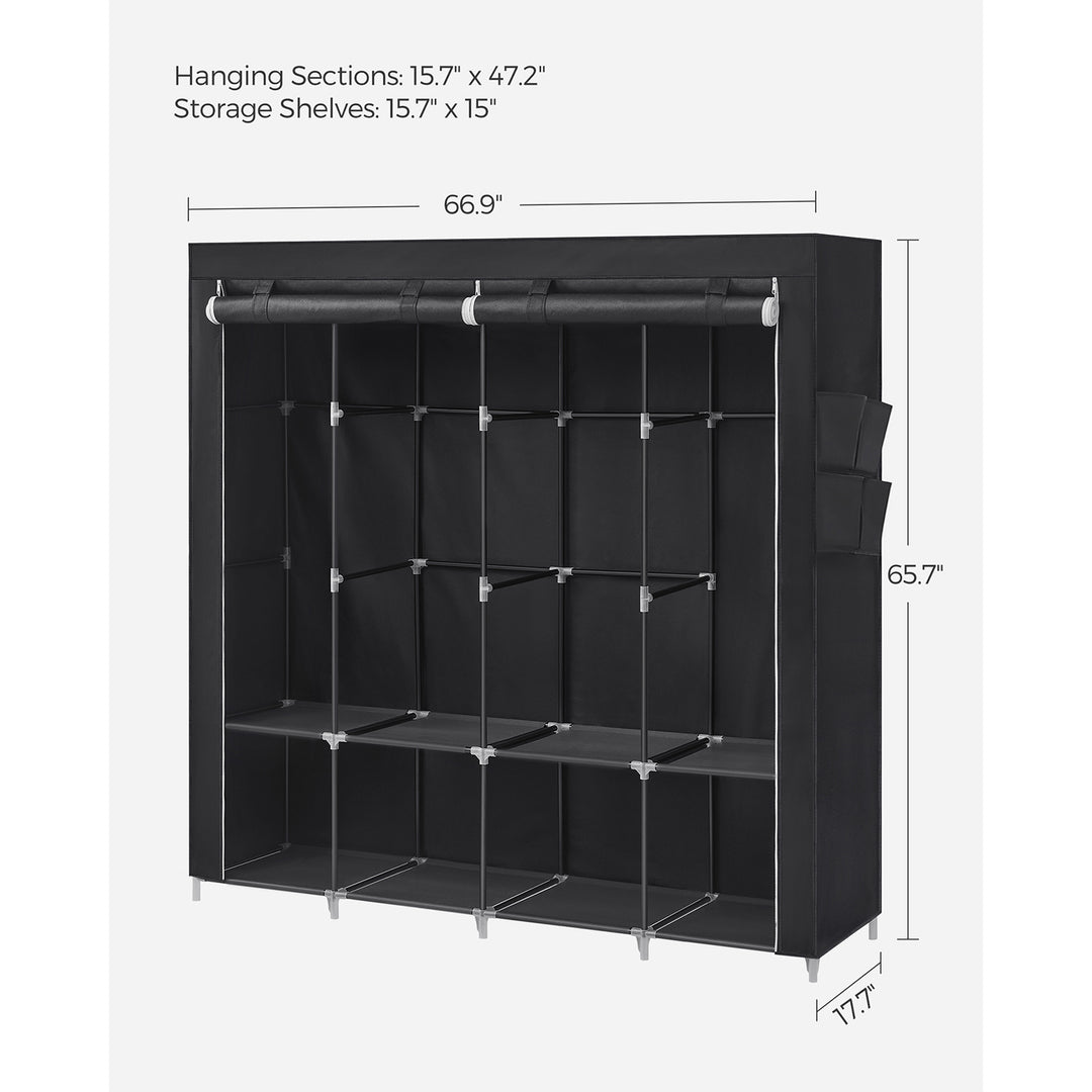 Portable Closet with 4 Hanging Rods and Shelves