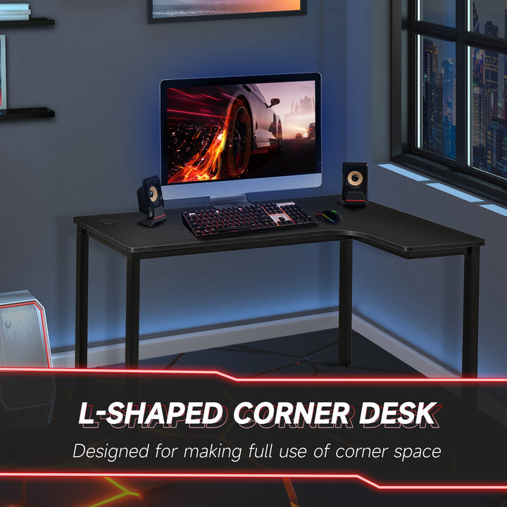 L-Shaped Gaming Desk, Computer Corner Desk, Home Office Workstation with Cable Management, 145 x 81 x 76cm, Black