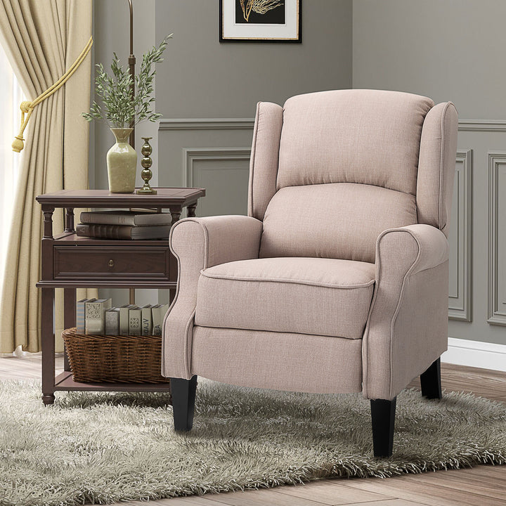 Linen Heated Reclining Massage Armchair w/ Footrest Beige