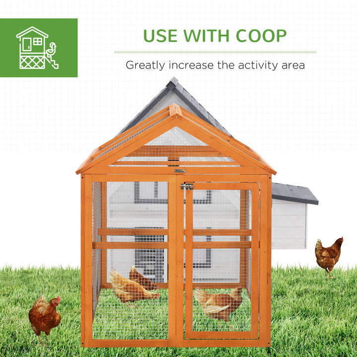 PawHut Large Chicken Run Wooden Chicken Coop, Pet Playpen with Combinable Design, Orange