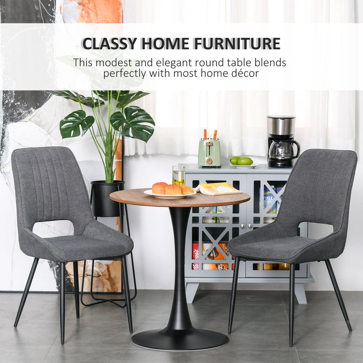 Modern Round Dining Table Leisure Coffee Bistro Table with Metal Base for Kitchen &amp; Dining Room Brown