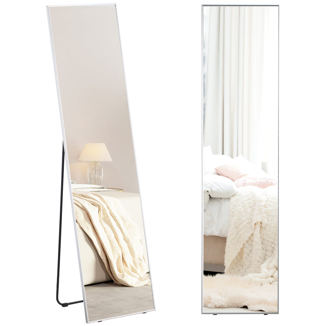 Full Length Mirror Wall-Mounted, 160 x 40 cm Freestanding Rectangle Dressing Mirror for Bedroom, Living Room, Black Frame