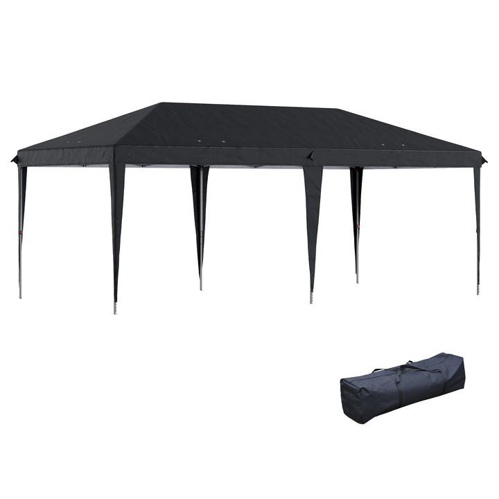 3 x 6 m Pop Up Gazebo, Foldable Canopy Tent, Height Adjustable Wedding Awning Canopy w/ Carrying Bag, Black