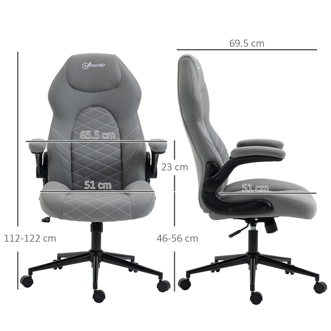 Office Chair w/ Flip Up Armrests, Swivel Seat-Light Grey