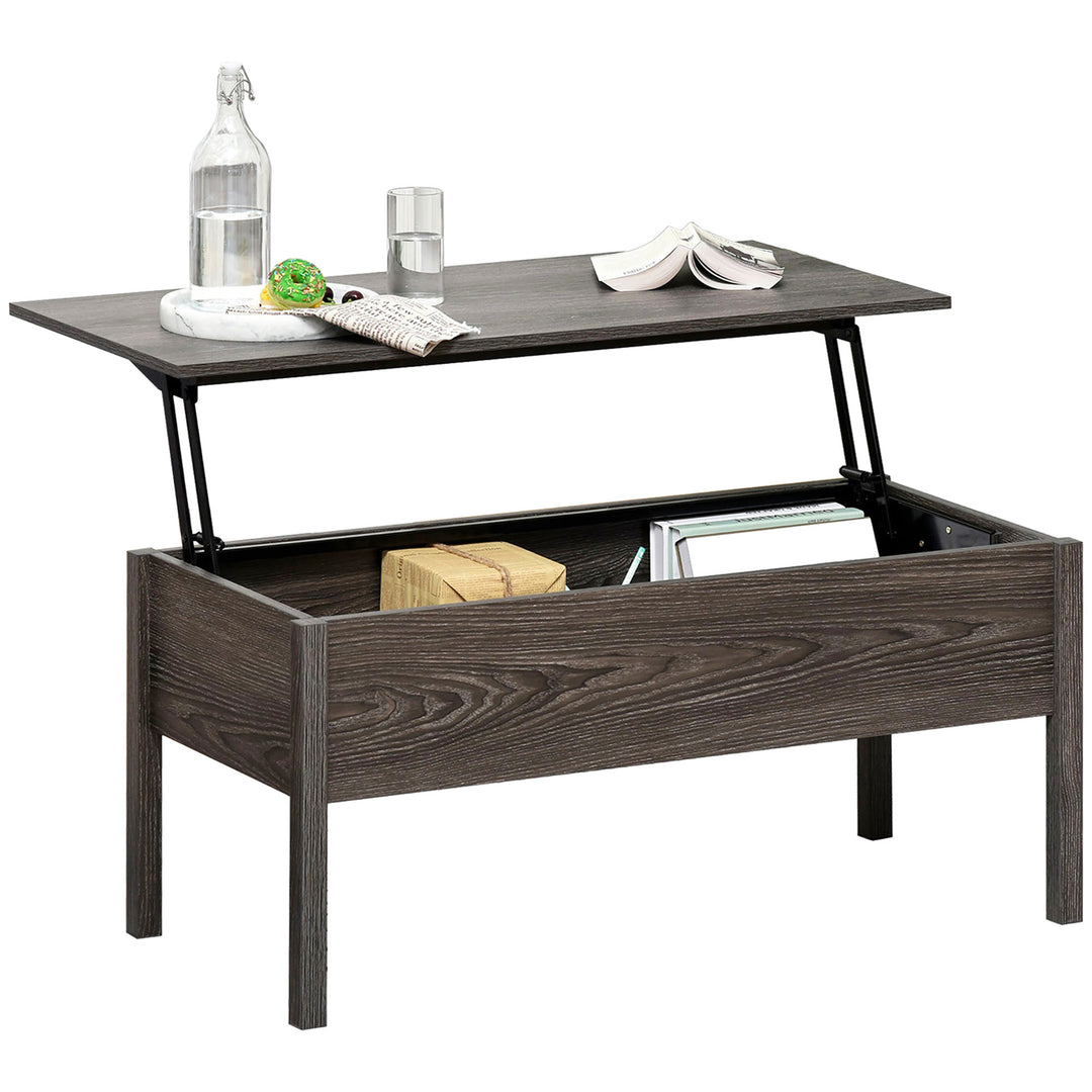 Modern Lift Top Coffee Table with Storage Compartment Convertible Tea Desk Floating Retractable Table Home Office Living Room Furniture Tan