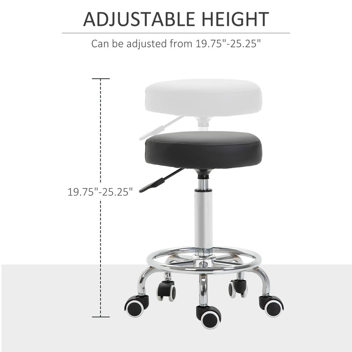 PU Leather Height Adjustable Swivel Salon Stool Black