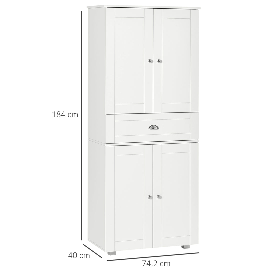 Freestanding Tall Kitchen Cupboard Storage Cabinets with Drawer - White