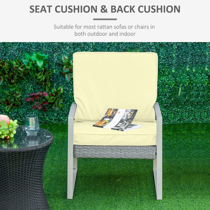 Set of 2 Garden Seat and Back Cushion Set, Seat Cushion and Back Cushion - Cream White