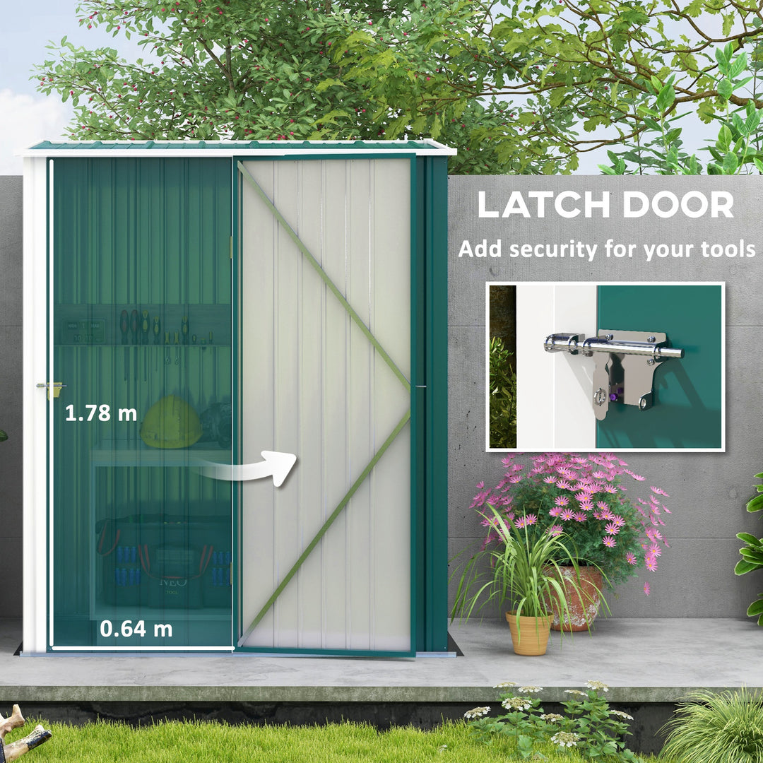 Outdoor Storage Shed, Metal Storage Shed w/ Single Door, 5.3ft x 3.1ft, Green