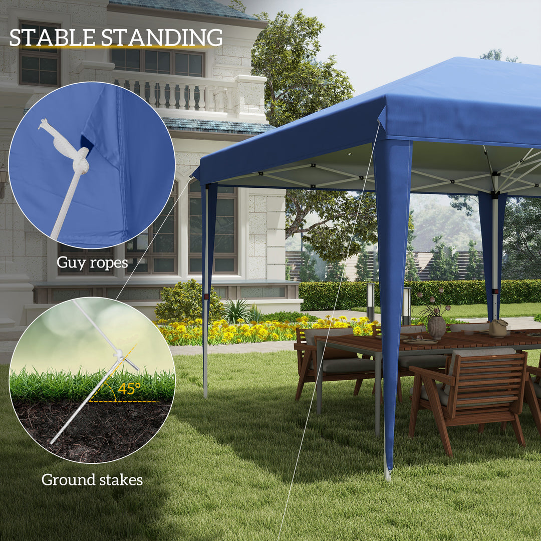 Outsunny Pop Up Gazebo, Double Roof Foldable Canopy Tent, Wedding Awning Canopy w/ Carrying Bag, 6 m x 3 m x 2.65 m, Blue