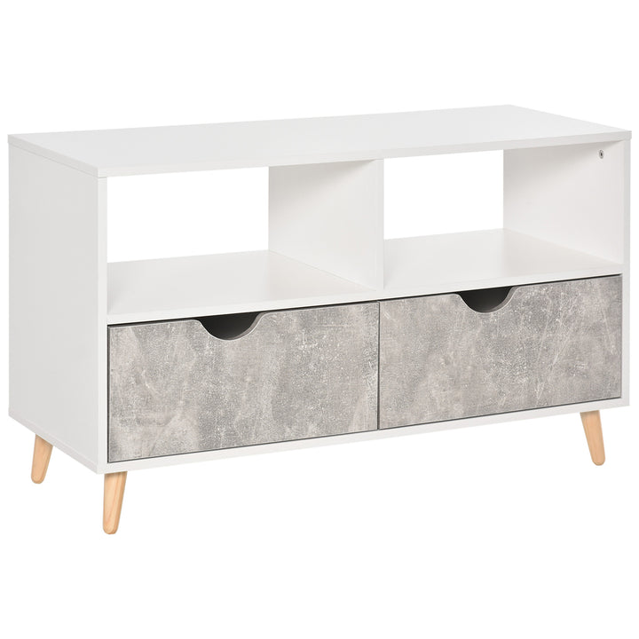 HOMCOM TV Stand with Shelf &amp; Drawers Storage Cabinet Media Entertainment Center Modern Grey
