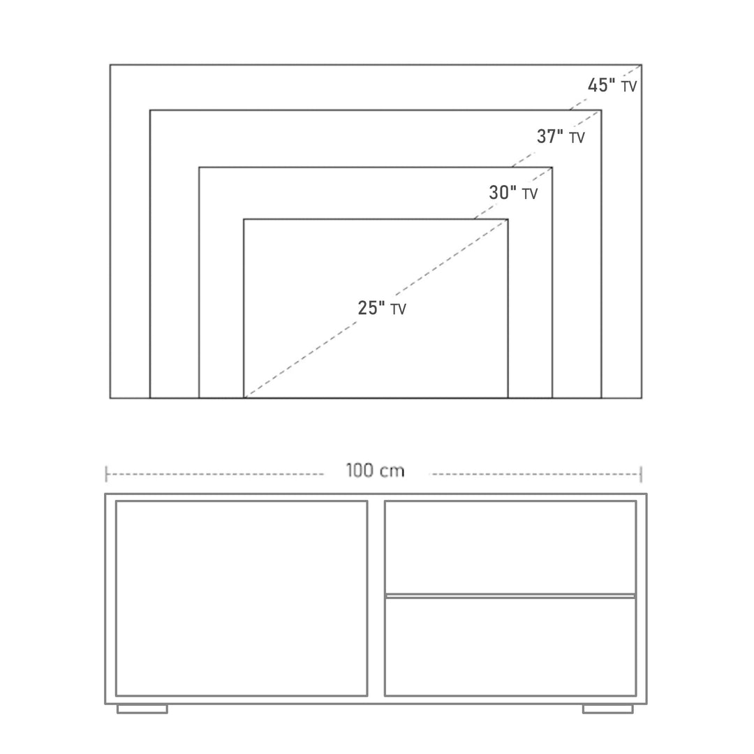 HOMCOM Modern TV Stand Media Unit w/ High Gloss Door Cabinet 2 Shelves Living Room Office Home Furniture White