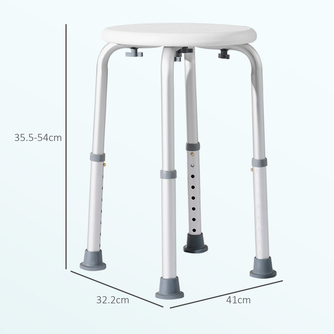 Adjustable Non-Slip Shower and Bath Stool,  32.5Wx41Dx35.5-54H cm-Cream White