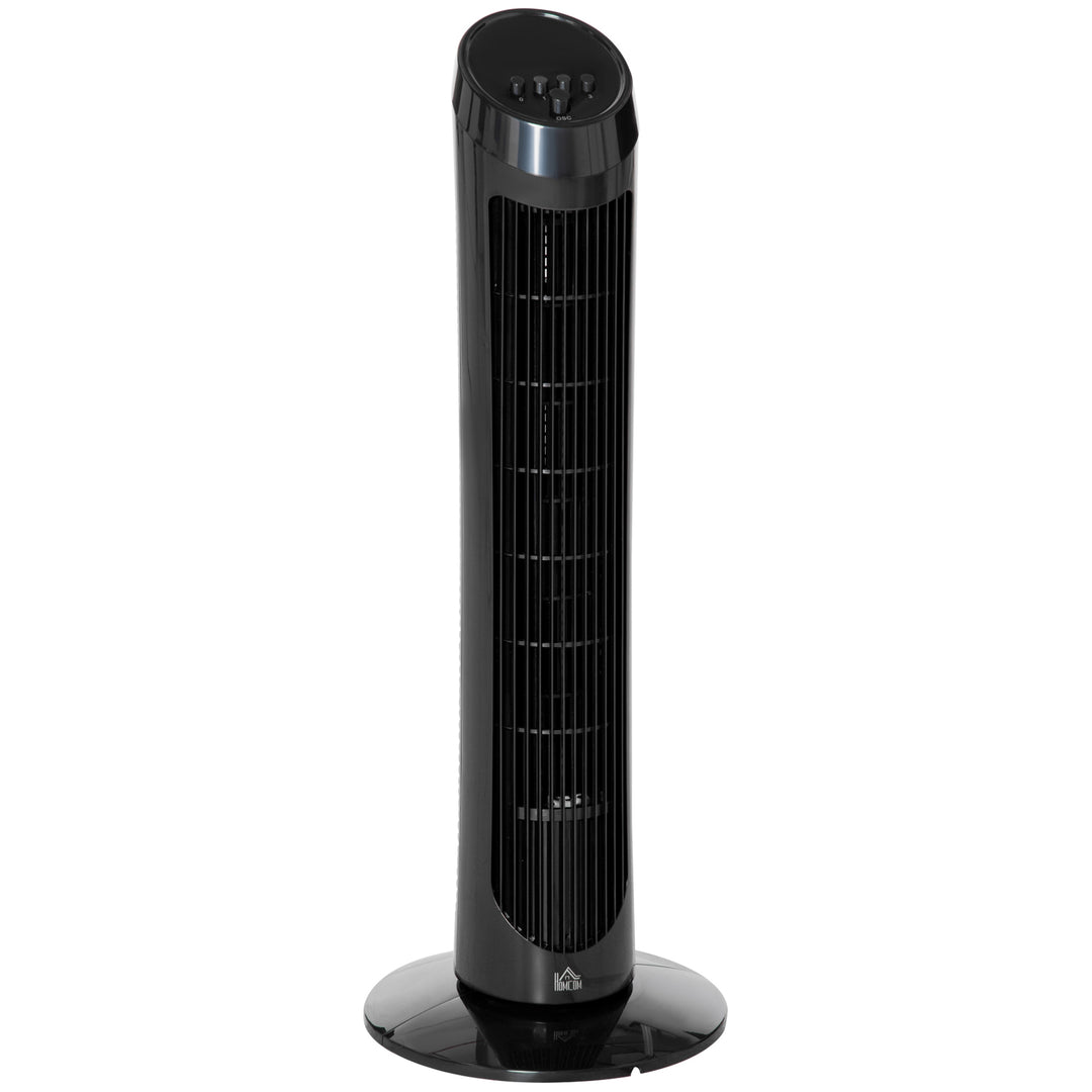 30" Oscillating Tower Fan 3 Speed Mode Ultra Slim Indoor Air Refresher Cooling Machine Noise Reduction - Black