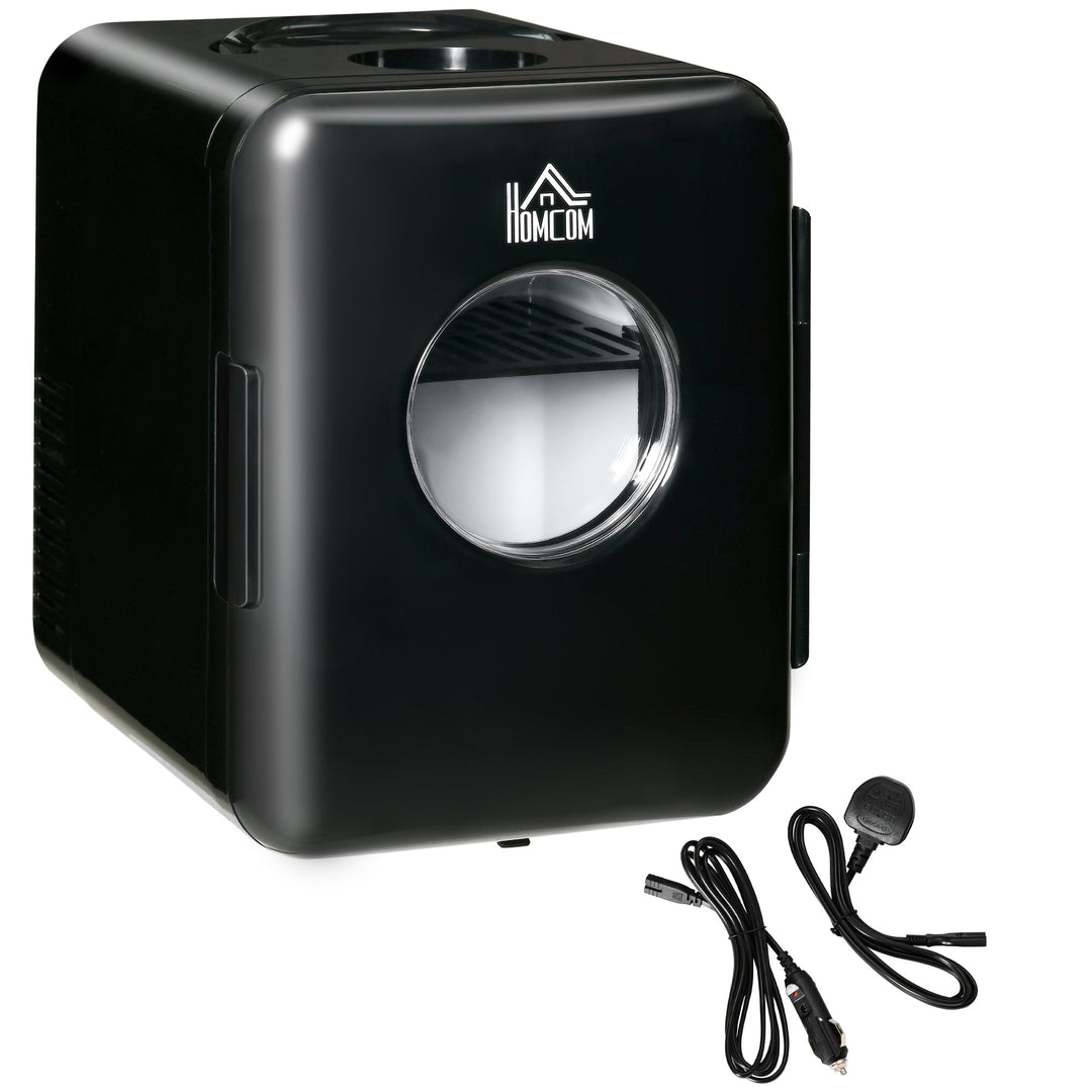 4 L/6 Can Mini Fridge, AC+DC Portable Cooler &amp; Warmer for Skincare, Makeup, Cosmetics, Food, for Bedroom, Home, Caravan, Car, Black