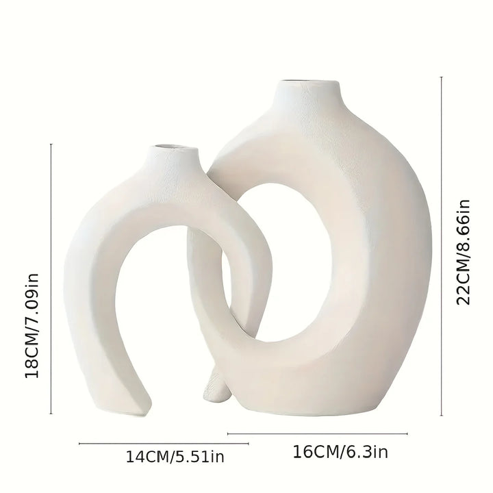 Hollow Nordic Modern Ceramic Vase Set of 2