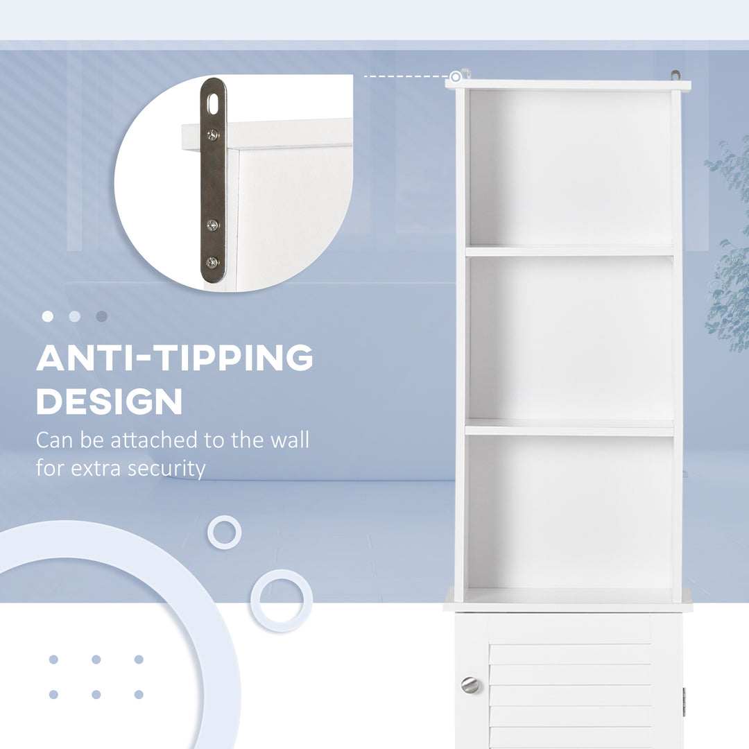 Freestanding Tallboy Bathroom Storage Cabinet w/ 6 Shelves Cupboard Tower Organisation Home Bathroom Furniture White