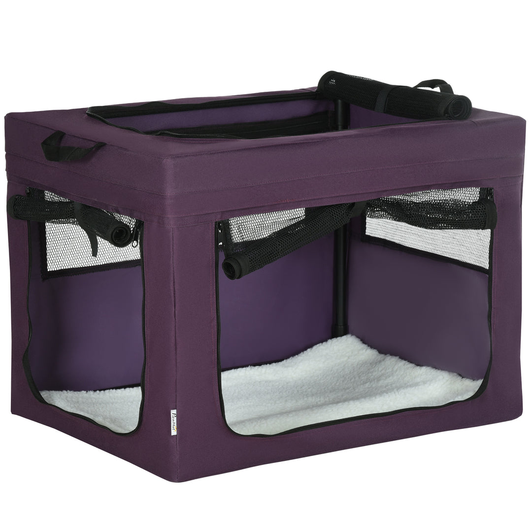 Pet Carrier Portable Cat Carrier Foldable Dog Bag for Miniature and Small Dogs, 69 x 51 x 51 cm, Purple