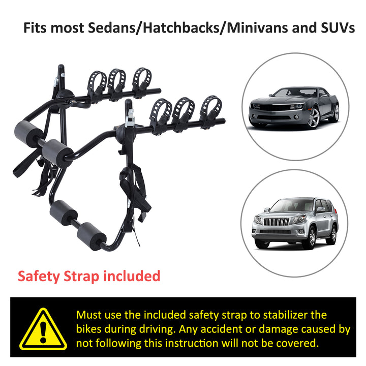 3 Bicycles Car Carrier Rack-Black