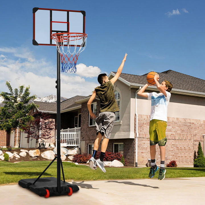 Height Adjustable Basketball Hoop and Stand for Kids with Sturdy Backboard and Weighted Base, Portable on Wheels, 1.8-2m