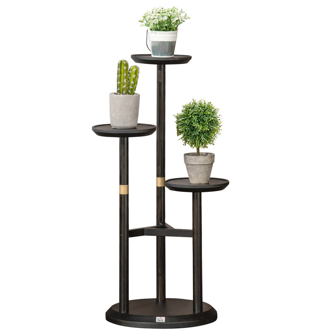 3-Tier Plant Stand, Plant Shelf Rack,  Bamboo Display Stand, 46x46x86cm, Dark Walnut