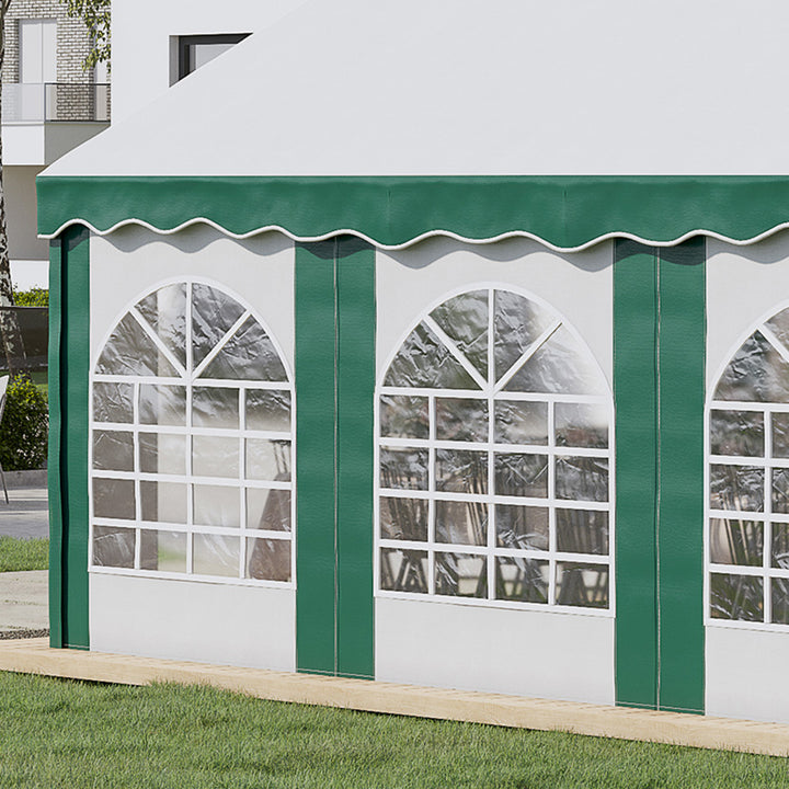 6 x 4m Garden Gazebo with Sides, Galvanised Marquee Party Tent with Six Windows and Double Doors, for Parties, Wedding and Events